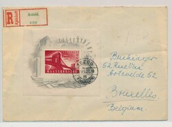 1948 Lánchíd blokk FDC,légiposta Brüsszelbe 2.