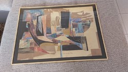 Isa van der Zee absztrakt alkotás 50x70 cm kerettel
