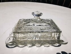 ANTIK RÓZSÁS ÜVEG VAJTARTÓ