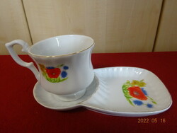 Italian porcelain breakfast set with hand-painted poppy pattern. He has! Jókai.