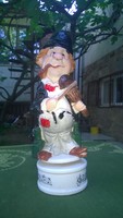 Vintage Zenélő bohóc-italtartó -figura zeneszerkezet beépítve , remek szép állapot 30 cm