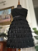 Fishbone 36-38 Beautiful Black Party Dress, 3d Muslin Bottom, Satin Waist, Casual