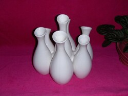 Hétnyakú mázas fehér kerámia váza ritkaság (ap)