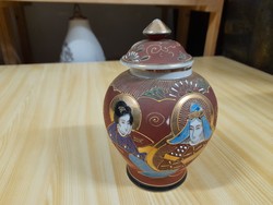 Japán Moriage Satsuma Fedeles Porcelán Bonbonier,Doboz,Tároló