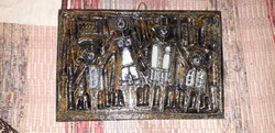 Zsolnay retró pirogránit falikép