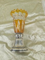 Antik Magyar ezüst talpú kristály vázája. 1867 utáni.