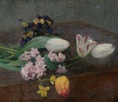 Latour - Jácint, tulipán, árvácska - vászon reprint vakrámán