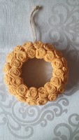 Sárga rózsás koszorú, ajtódísz, kopogtató