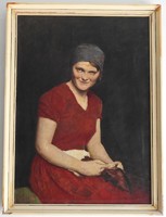 SZÁSZ ISTVÁN (1878 - 1965) festménye - Ábrándozó szerelmes leány - Eredeti, Jelzett!