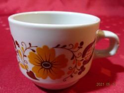 Alföldi porcelán, sárga/barna mintás kávéscsésze, magassága 5 cm. Vanneki!