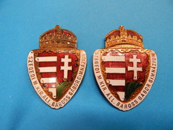 Szeged m. Kir. Gábor Baross grammar school has two types of badges, in outstanding condition