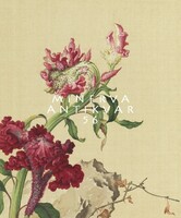 18. századi kínai selyem festmény reprint nyomata, kakastaréj vörös virág