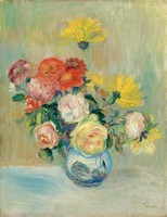 Renoir - Rózsák és Dáliák - vászon reprint vakrámán