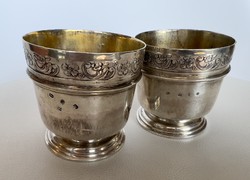 144T. From HUF 1! Pair of antique silver (397 g) cups, gilded interior, hand hammered!