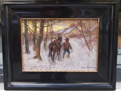 Lengyel Reinfuss Ede (1873-1942) : Huszár a lovával