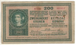 200 korona 1918 2000 felettii sorszám eredeti tartás