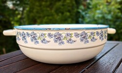 Old enamel large bowl with blue forget-me-not 30cm