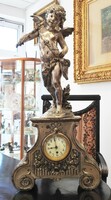 German baroque putto fireplace clock xix. Century - place of origin * lenzkirch - indicated. 80 Cm high!