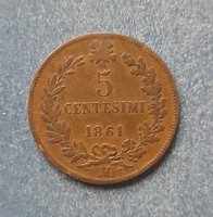 Italy - 5 centesimi 1861 m