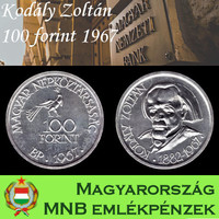 Kodály ezüst 100 forint 1967