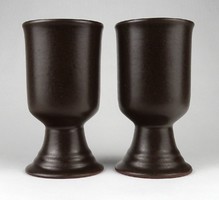 1I990 marked town ceramic brown beer mug pair 14 cm
