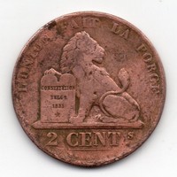 Belgium 2 belga cent, 1862