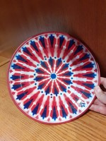 Old tin plate enameled metal plate red blue white beautiful condition