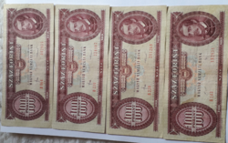 12 pieces of Hungarian paper money / 6 pieces of 50 forints and 6 pieces of 100 forints / with the rarer ones ...