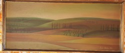 Matthew ottilia painting oil / wood hilly landscape with oil painting label