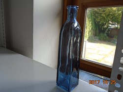 Petrol kék szögletes francia Reims üveg 18 cm
