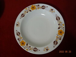 Lowland porcelain deep plate with yellow and brown pattern. He has! Jókai.