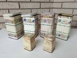 Old kitchen storage metal tin box vintage flour spicy metal box 6 pcs