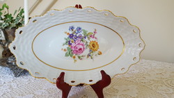 Pirkenhammer porcelán,virágos,aranyozott asztalközép,kínáló