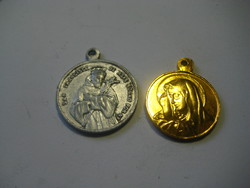 2 Catholic religious pendants, 16 and 20 mm Mary and Saint Antal