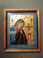 Holy image painted on glass, hinterglas heiligenbild