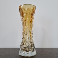 Ingrid Glashutte -texturált felületű, vintage üveg váza (70-es évek)