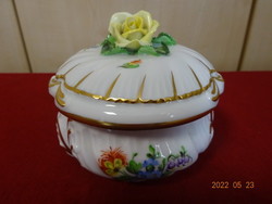 Herend porcelain round bonbonier with yellow rose pliers. He has! Jókai.