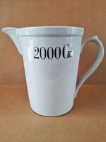 Antik 2 literes porcelán kancsó, mérőedény, kiöntő