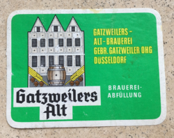Gatzweilers-Alt régi sörös üveg címke