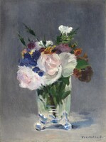 Manet - Virágok kristály vázában - vászon reprint vakrámán