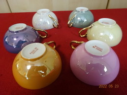 Japán porcelán, színes kávéscsésze, hat darab egyben eladó, átlátszó. 