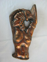 Bronzírozott fém fali dísz afrikai női akt 31 cm