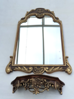 Díszes barokk stílusú fali tükör és konzol