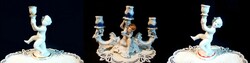 3 db barokk stílusú 3 és 1 ágú gyertyatartó puttó kisfiúval Arpo és Regal porcelán
