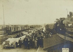 1J007 Antik vasúti gőzös fotó lokomotív fotográfia automobil 12 x 17 cm