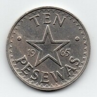 Ghána 10 pesewas, 1965
