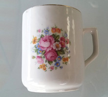 Régi vintage Zsolnay rózsás virágos porcelán bögre 9 cm