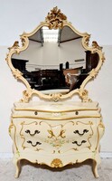 Velencei barokk stílusú,kézzel festett tükrös komód