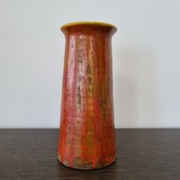 Magyar retró kerámia váza - plasztikus, csurgatott mázzal