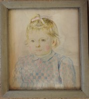 László Vinkler (1912-1980) - little bow girl - pastel